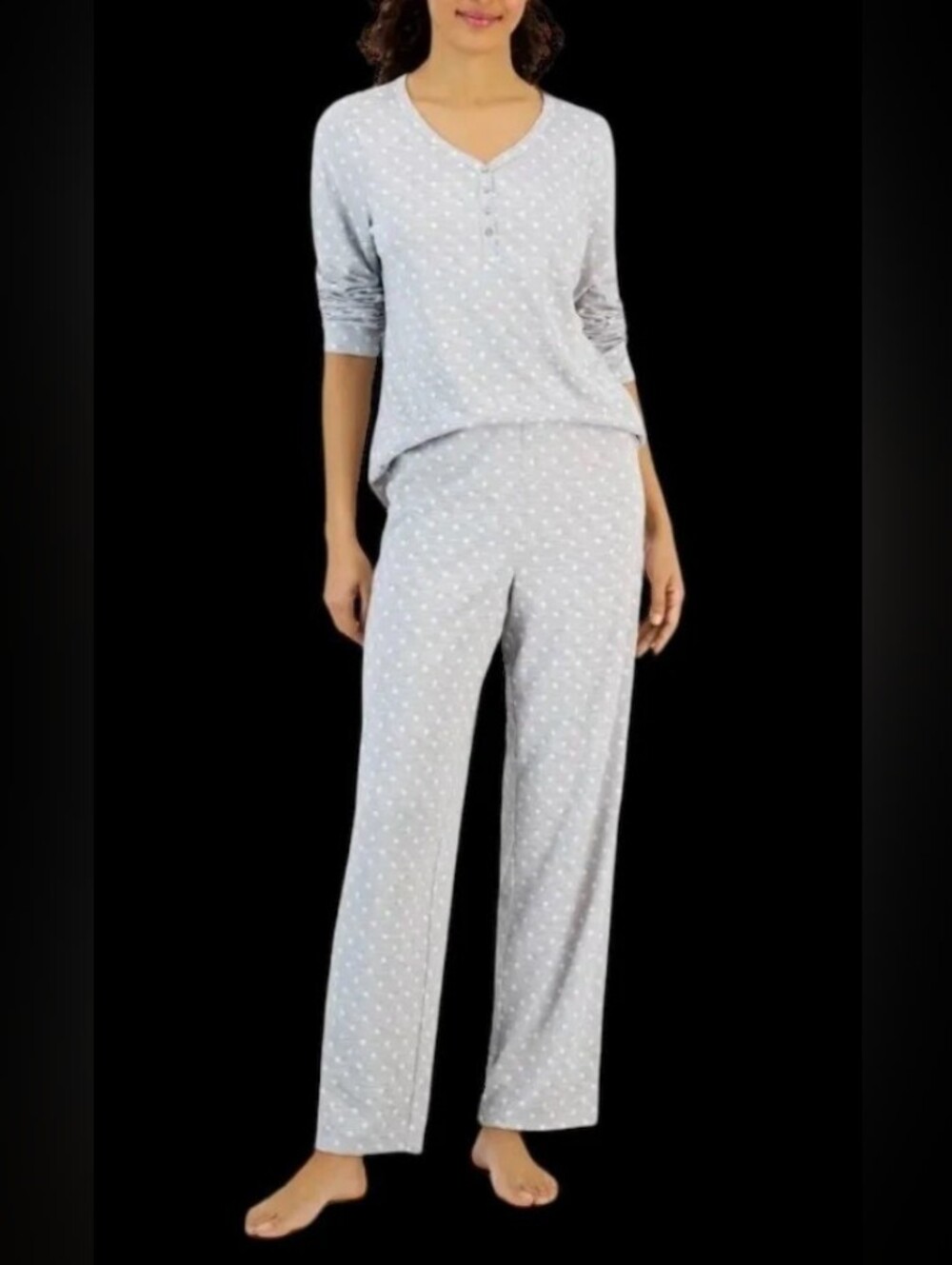 NWT Retro Blue & White Floral Soft Lounge Top & Wide Leg Pants- 100% Cotton